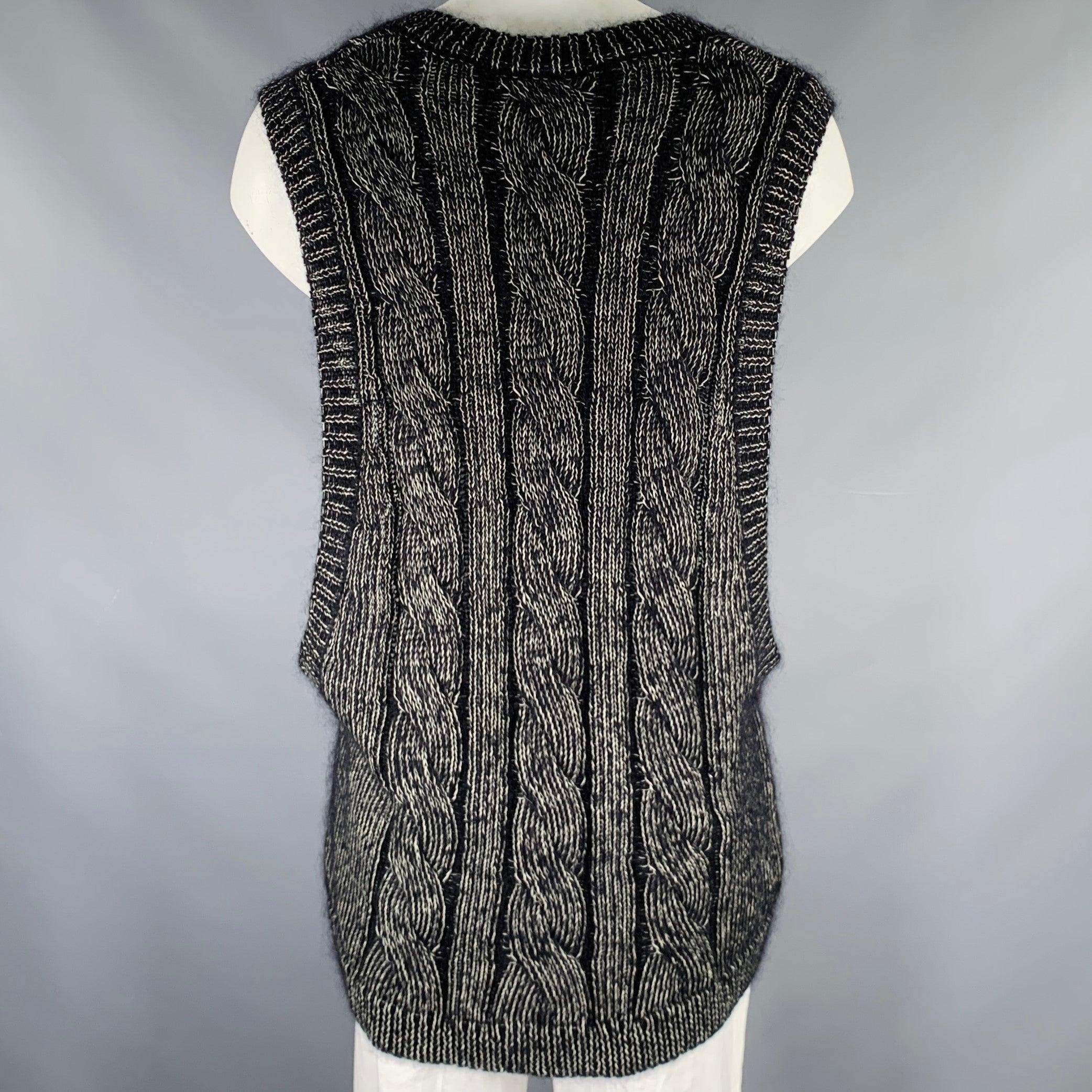 Men's WALTER VAN BEIRENDONCK 2022 Size L Black Superkid Mohair Sweater Vest For Sale