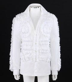WALTER VAN BEIRENDONCK A/W 2014 Men's Symmetric White Ruffle Button Front Shirt