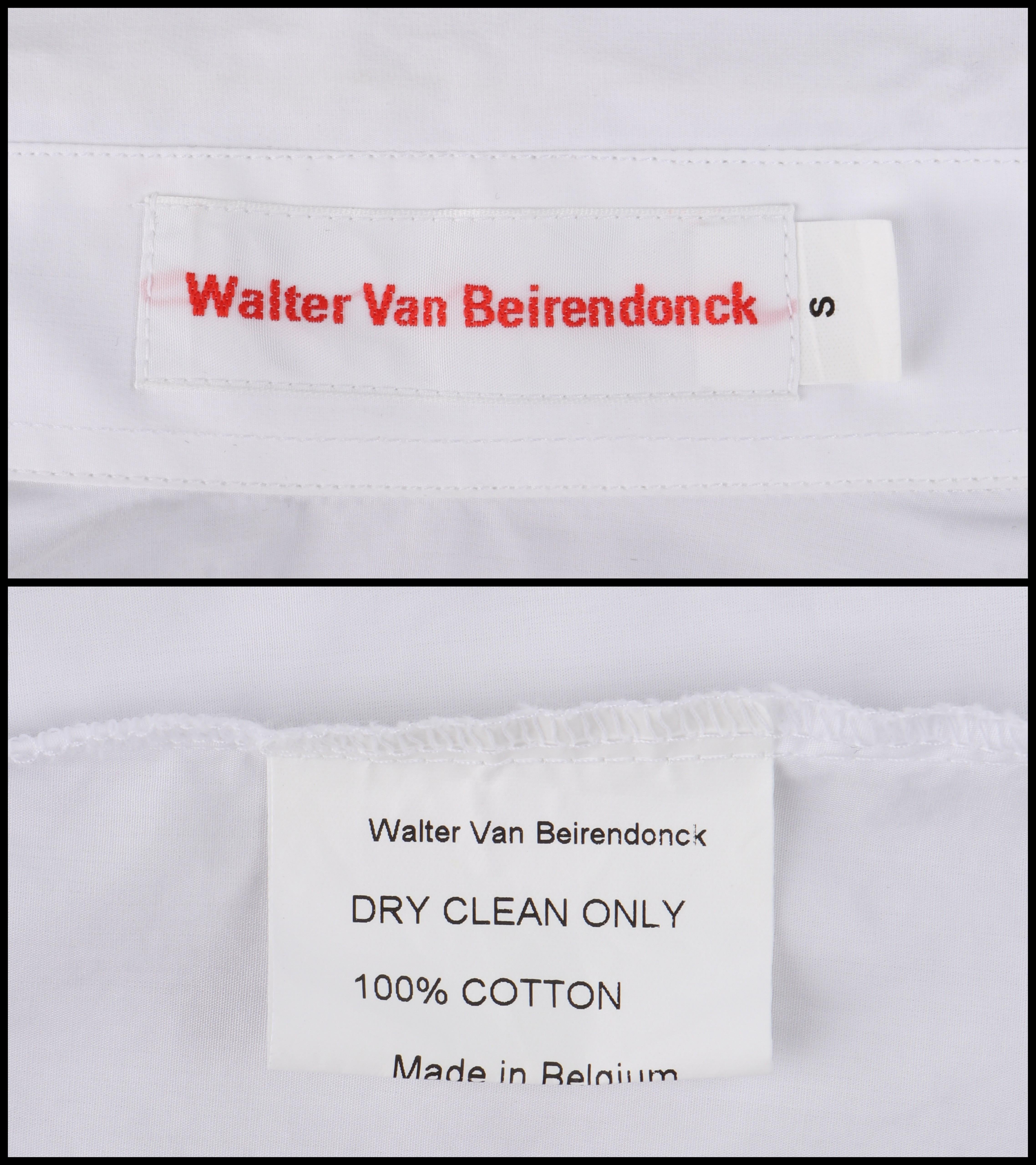 WALTER VAN BEIRENDONCK Chemise blanche symétrique à boutons et à volants pour hommes, A/H 2014  en vente 3