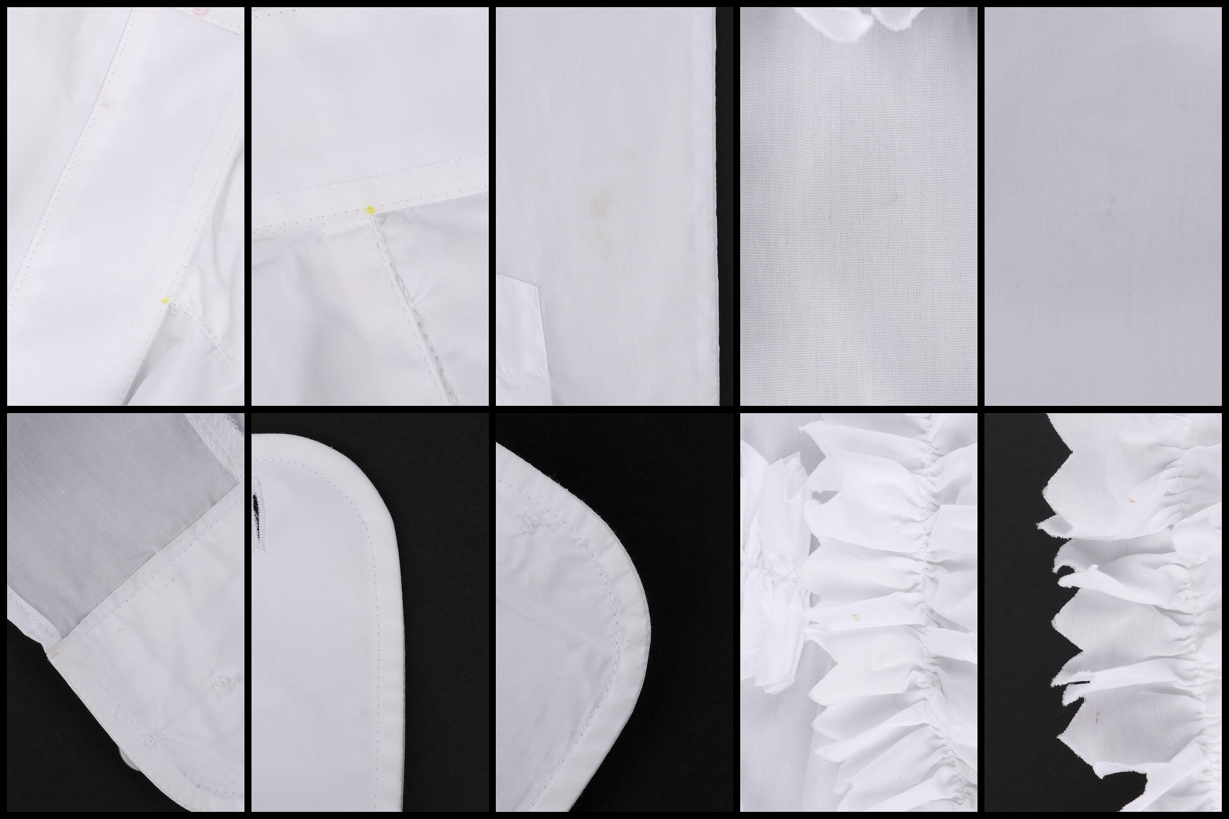 WALTER VAN BEIRENDONCK A/W 2014 Men's Symmetric White Ruffle Button Front Shirt  For Sale 5