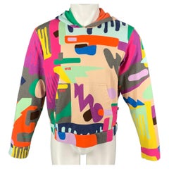 WALTER VAN BEIRENDONCK AW19 Size M Multi-Color Drip Print Cotton Hooded Sweatshi