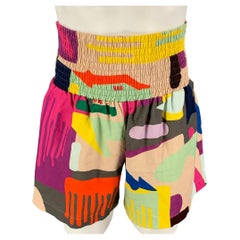 WALTER VAN BEIRENDONCK AW19 Size S Multi-Color Cotton Drip Print Corset Shorts