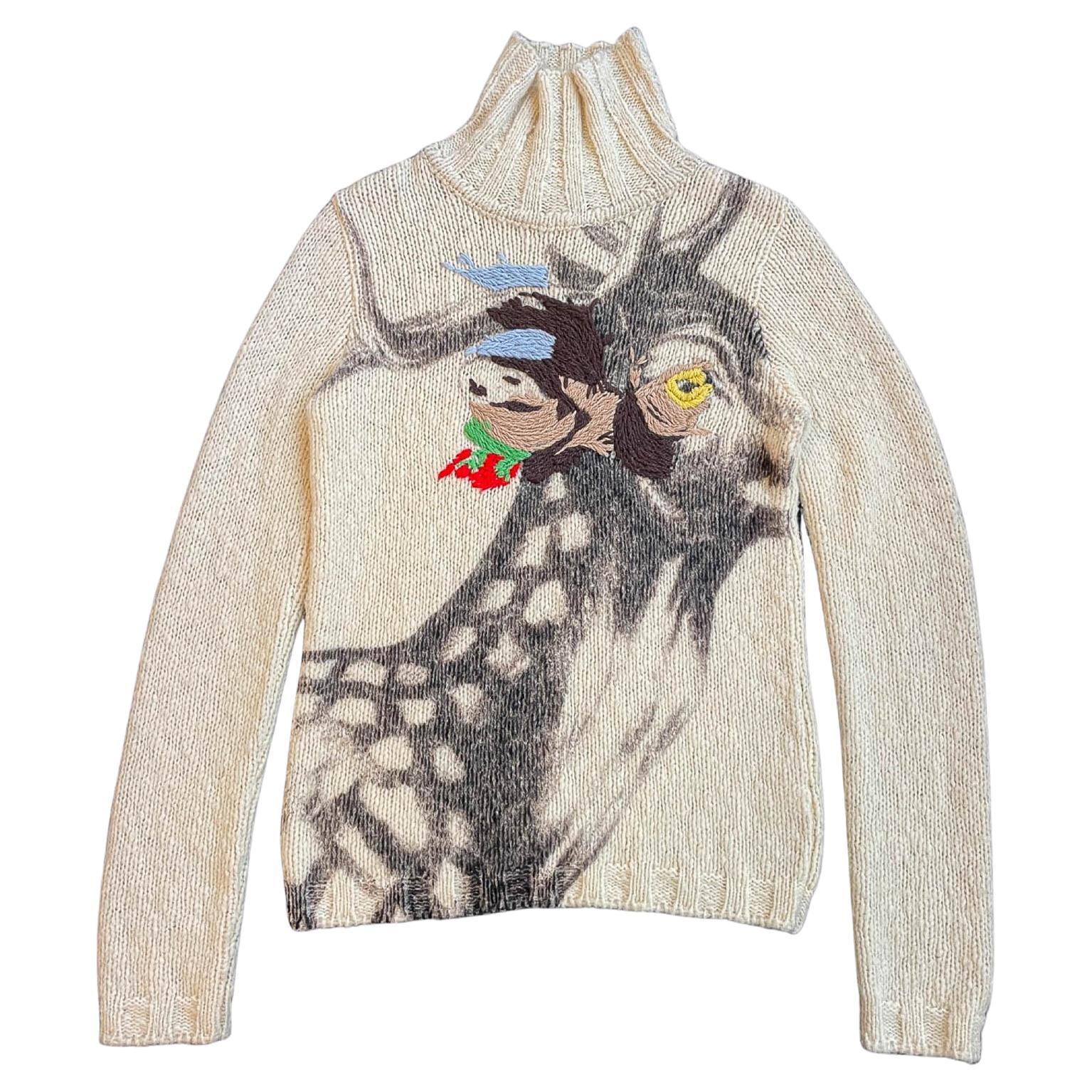 Walter Van Beirendonck Deer Embroidered Sweater For Sale