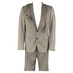 WALTER VAN BEIRENDONCK F/W 16 Size 40  White Houndstooth Cotton / Wool Notch Lap