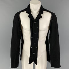 WALTER VAN BEIRENDONCK FW 16 Size 38 Metallic Textured Wool Boxy Frame Blazer