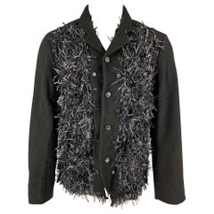 WALTER VAN BEIRENDONCK FW 16 Size 38 Metallic Textured Wool Boxy Frame Blazer