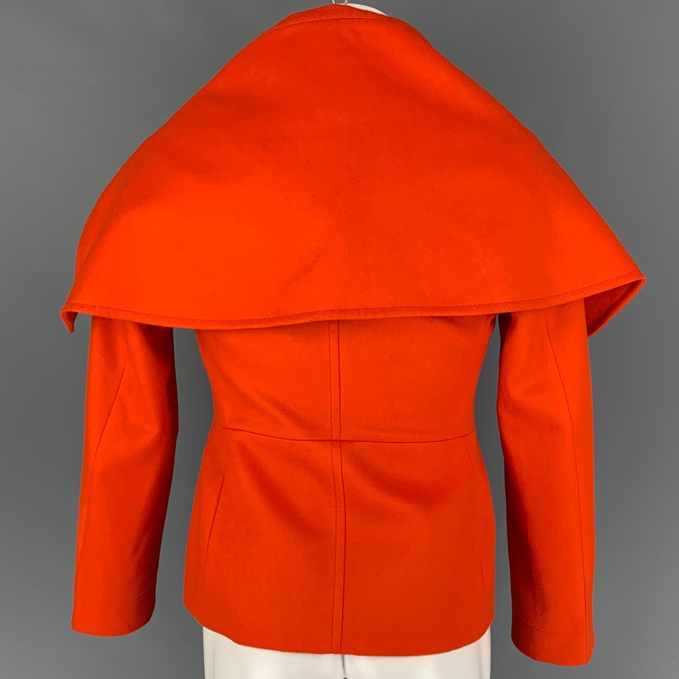 WALTER VAN BEIRENDONCK FW 19 Size 36 Orange Wool Double Breasted Jacket In Excellent Condition For Sale In San Francisco, CA