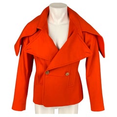 WALTER VAN BEIRENDONCK FW 19 Size 36 Orange Wool Double Breasted Jacket