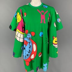 WALTER VAN BEIRENDONCK FW 21 Size One Size Green Multi-Color Cotton Long T-shirt