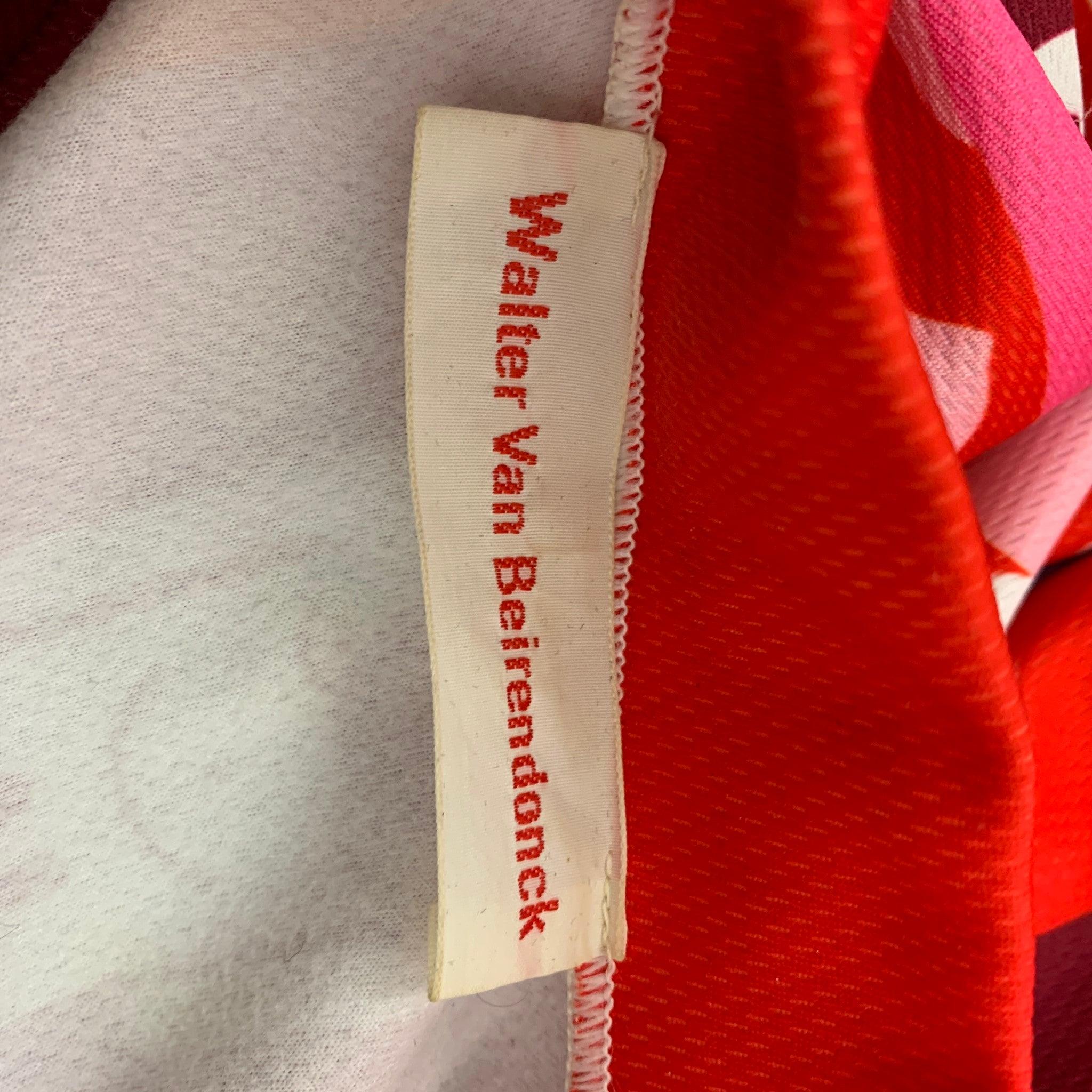 WALTER VAN BEIRENDONCK FW14 Size S Red Pink Graphic Nylon Jersey Bike Top For Sale 4