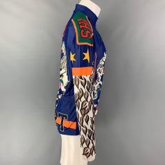 WALTER VAN BEIRENDONCK FW17 Size L Blue Graphic Nylon Jersey Bike Top