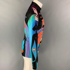 WALTER VAN BEIRENDONCK FW17 Talla M Maillot de nailon gráfico multicolor Camiseta de ciclismo