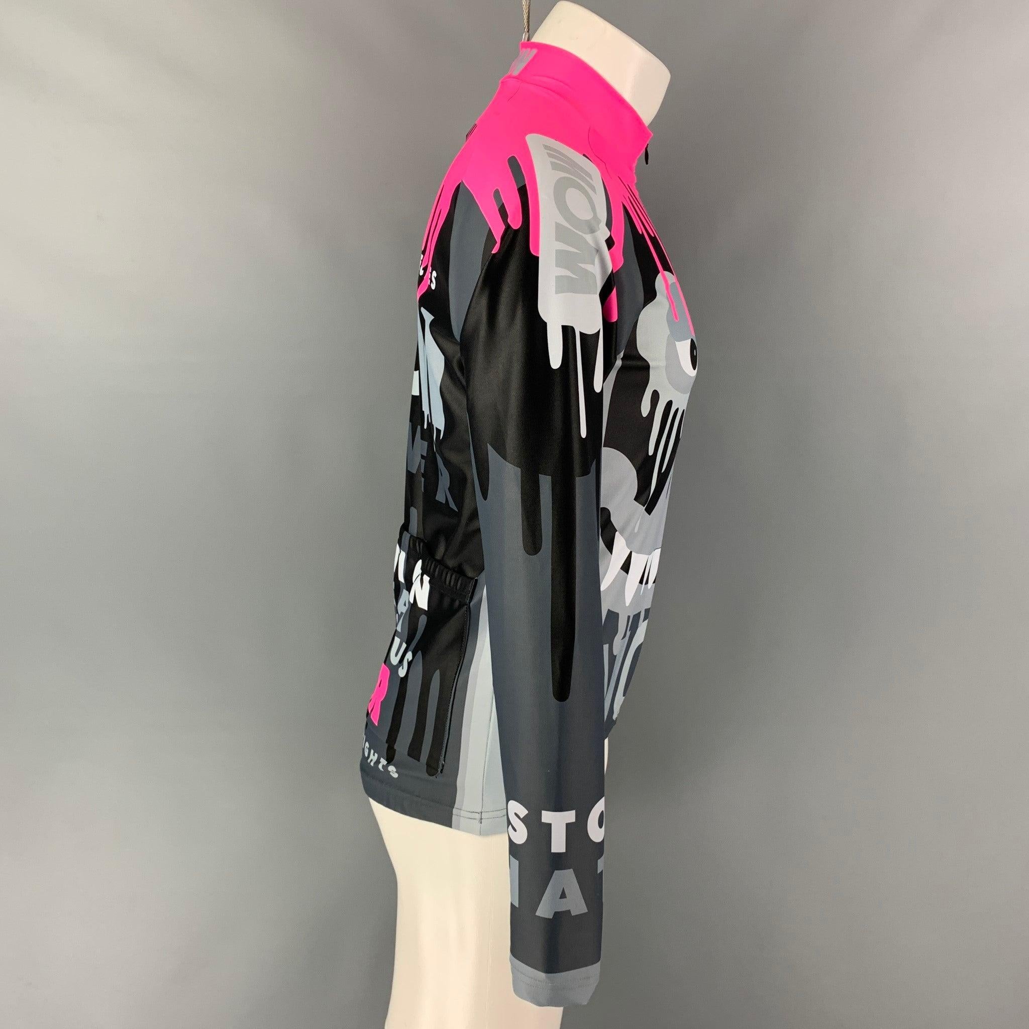 Walter Van Beirendonck Cycle Biker Jersey Pullover Top from Fall Winter 2019 WOW collection. Features a stretch material quarter zip graphic print design, collar and back pockets.Introduced as part of Walter Van Beirendonck’s W< collections during