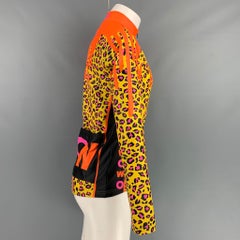 WALTER VAN BEIRENDONCK FW19 Size M Orange Pink Graphic Nylon Jersey Bike Top