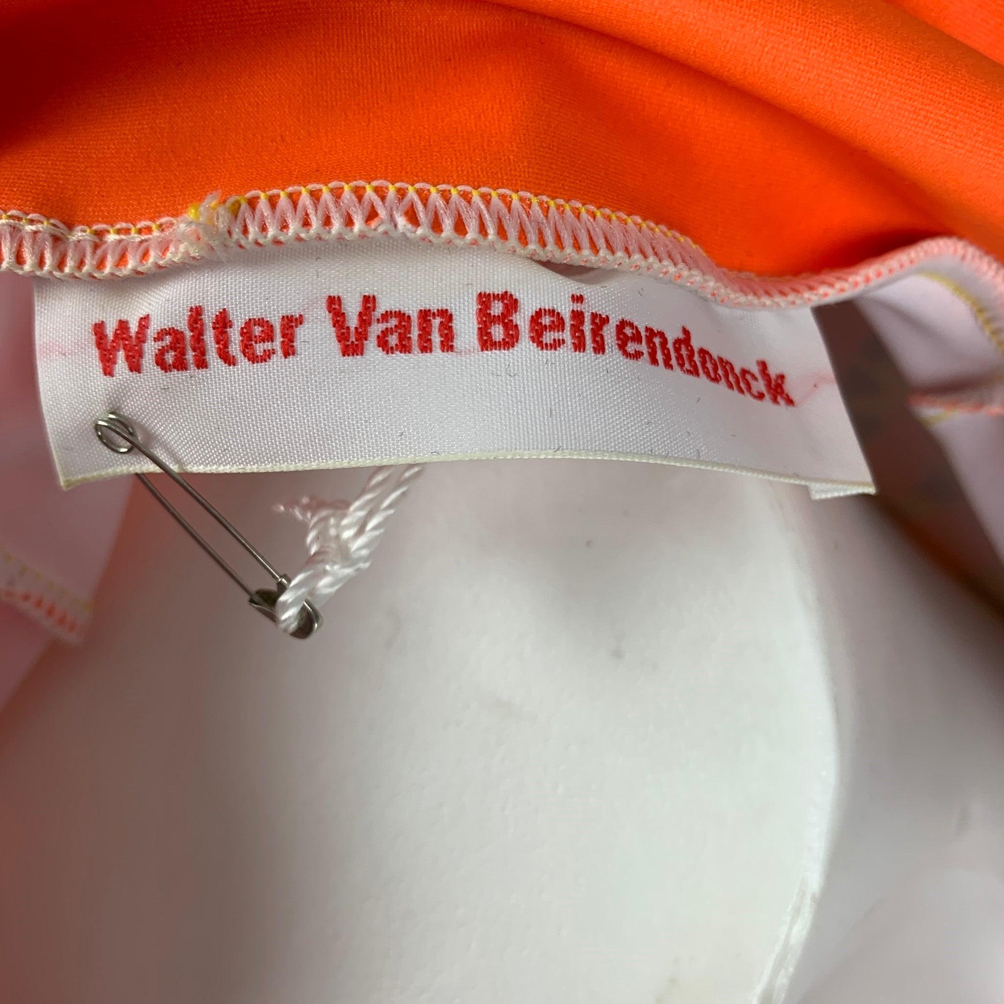WALTER VAN BEIRENDONCK FW19 Size M Orange Pink Graphic Nylon Jersey Bike Top For Sale 2