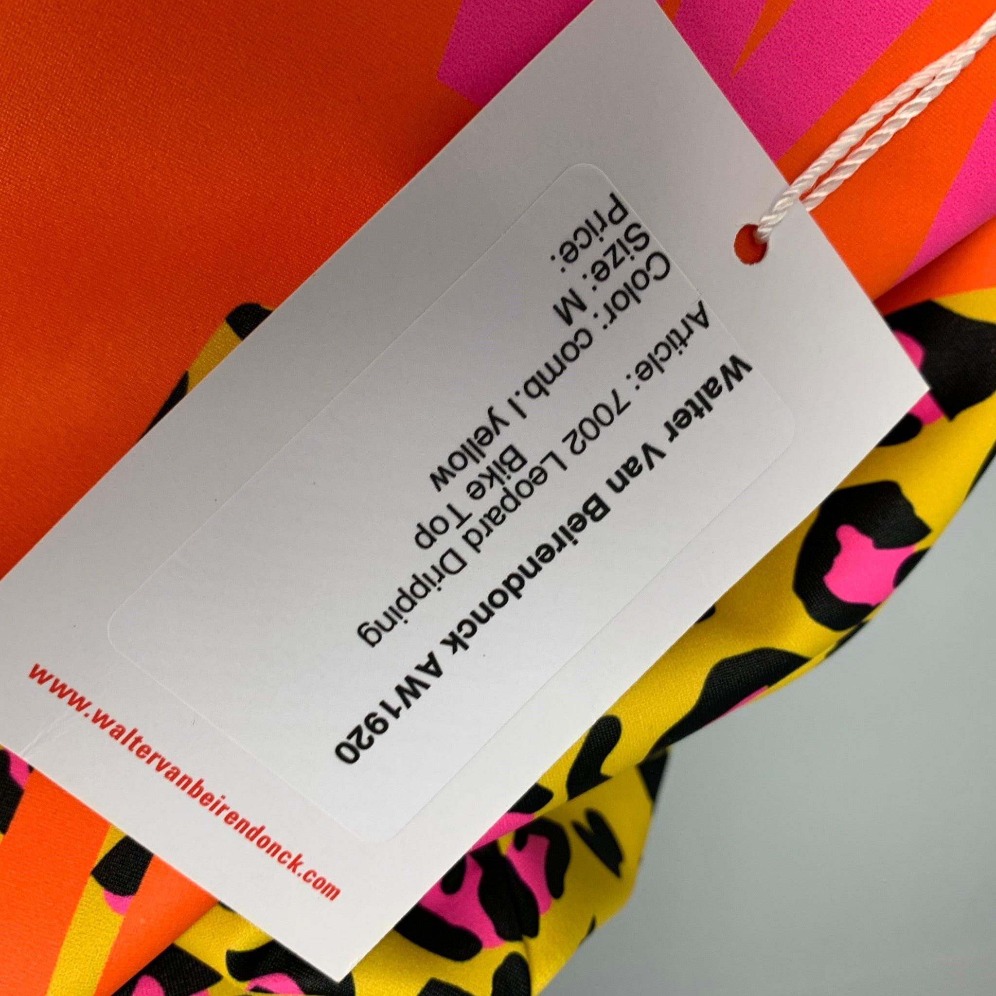 WALTER VAN BEIRENDONCK FW19 Size M Orange Pink Graphic Nylon Jersey Bike Top For Sale 3