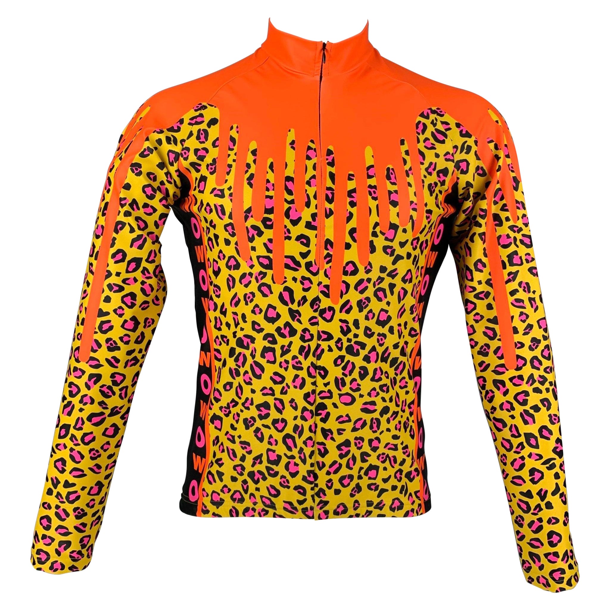 WALTER VAN BEIRENDONCK FW19 Size M Orange Pink Graphic Nylon Jersey Bike Top