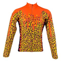 WALTER VAN BEIRENDONCK FW19 Size M Orange Pink Graphic Nylon Jersey Bike Top
