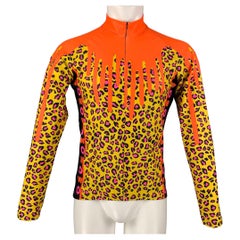 WALTER VAN BEIRENDONCK FW19 Size M Orange Pink Graphic Nylon Jersey Bike Top