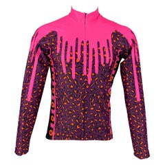 WALTER VAN BEIRENDONCK FW19 Size M Pink Purple Graphic Nylon Jersey Bike Top