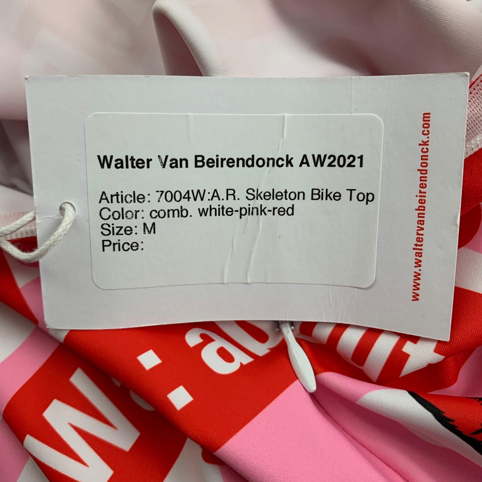 WALTER VAN BEIRENDONCK FW20 Size M White Red Graphic Nylon Jersey Bike Top 1
