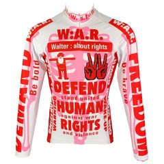 WALTER VAN BEIRENDONCK FW20 Size M White Red Graphic Nylon Jersey Bike Top