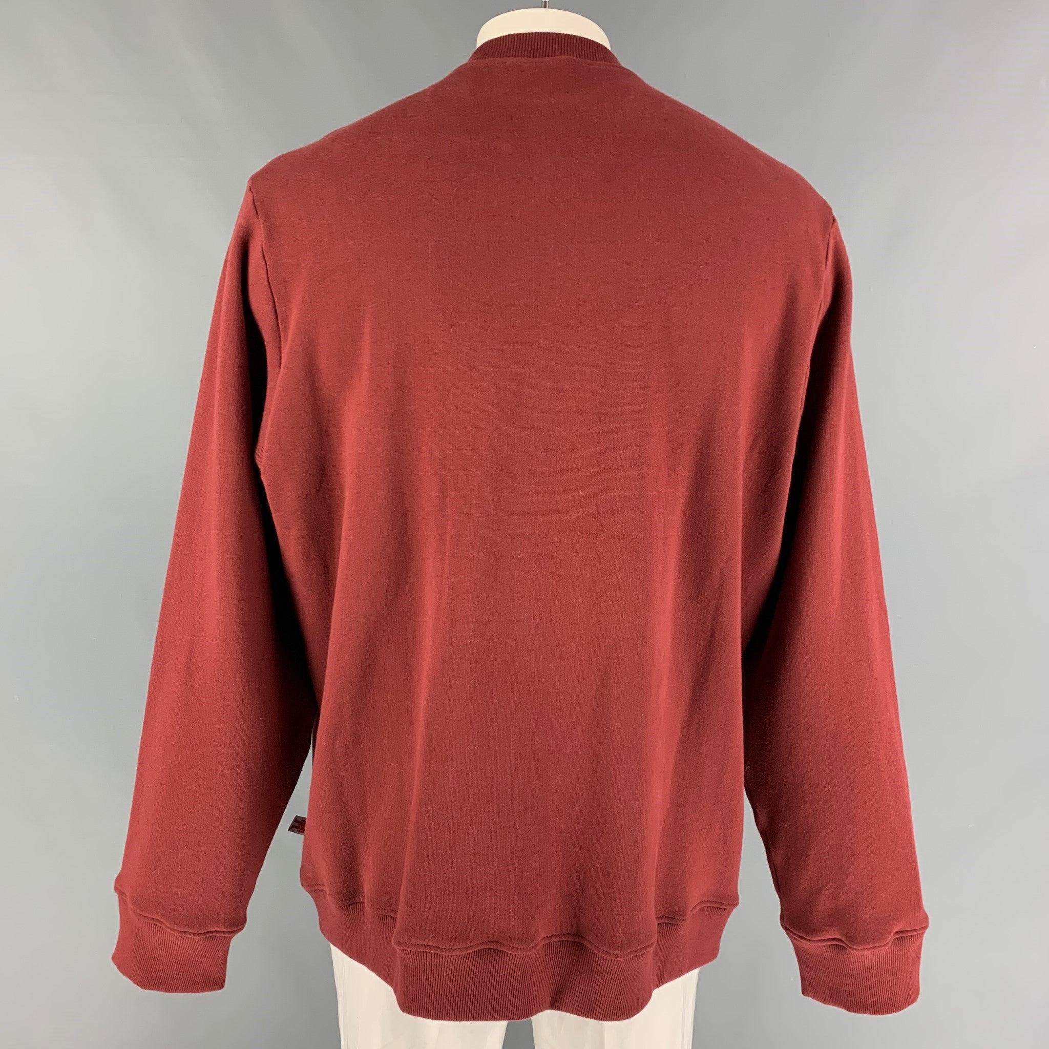 WALTER VAN BEIRENDONCK FW21 Size L Bear Applique Cotton Crew-Neck Sweatshirt In Excellent Condition For Sale In San Francisco, CA