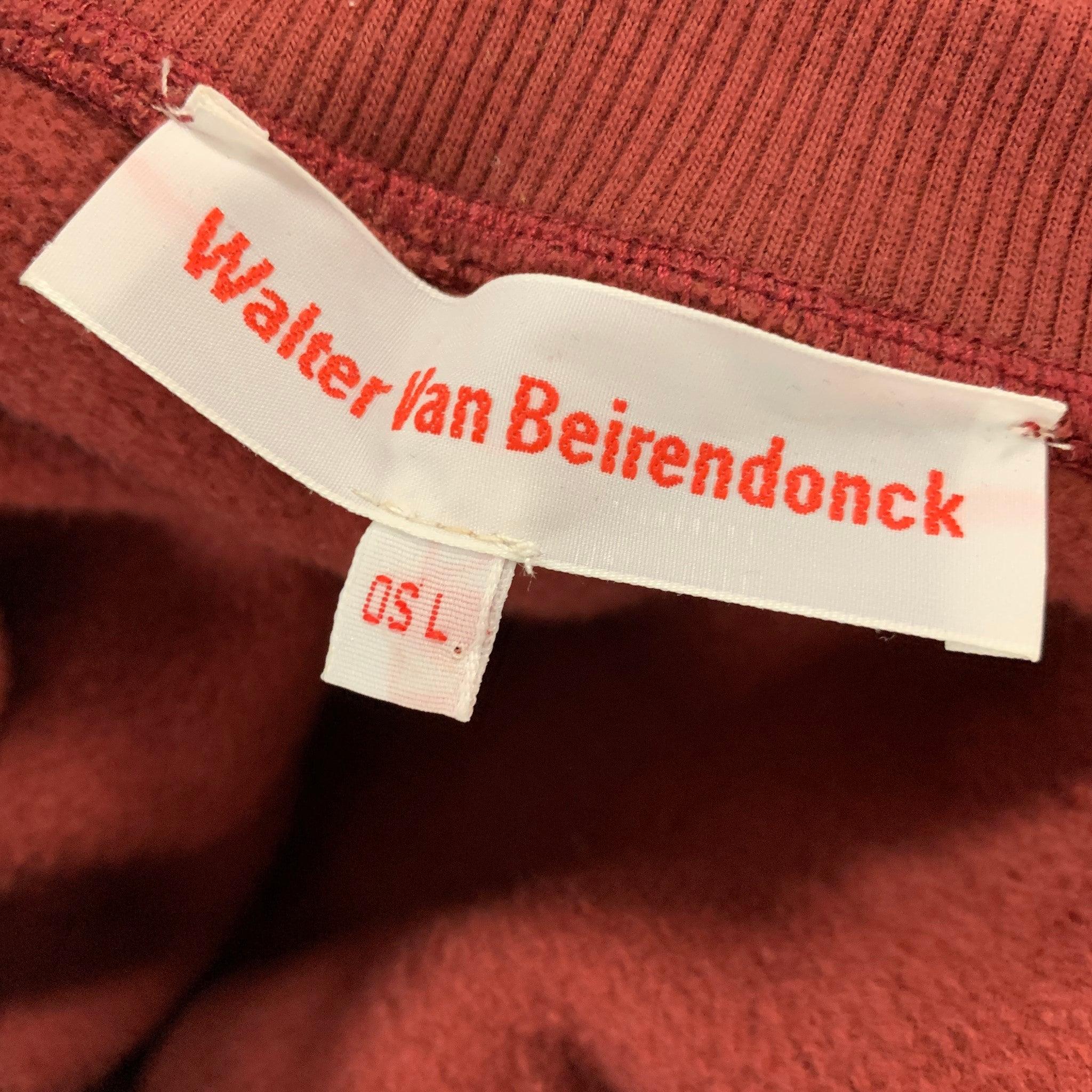WALTER VAN BEIRENDONCK FW21 Size L Bear Applique Cotton Crew-Neck Sweatshirt For Sale 1