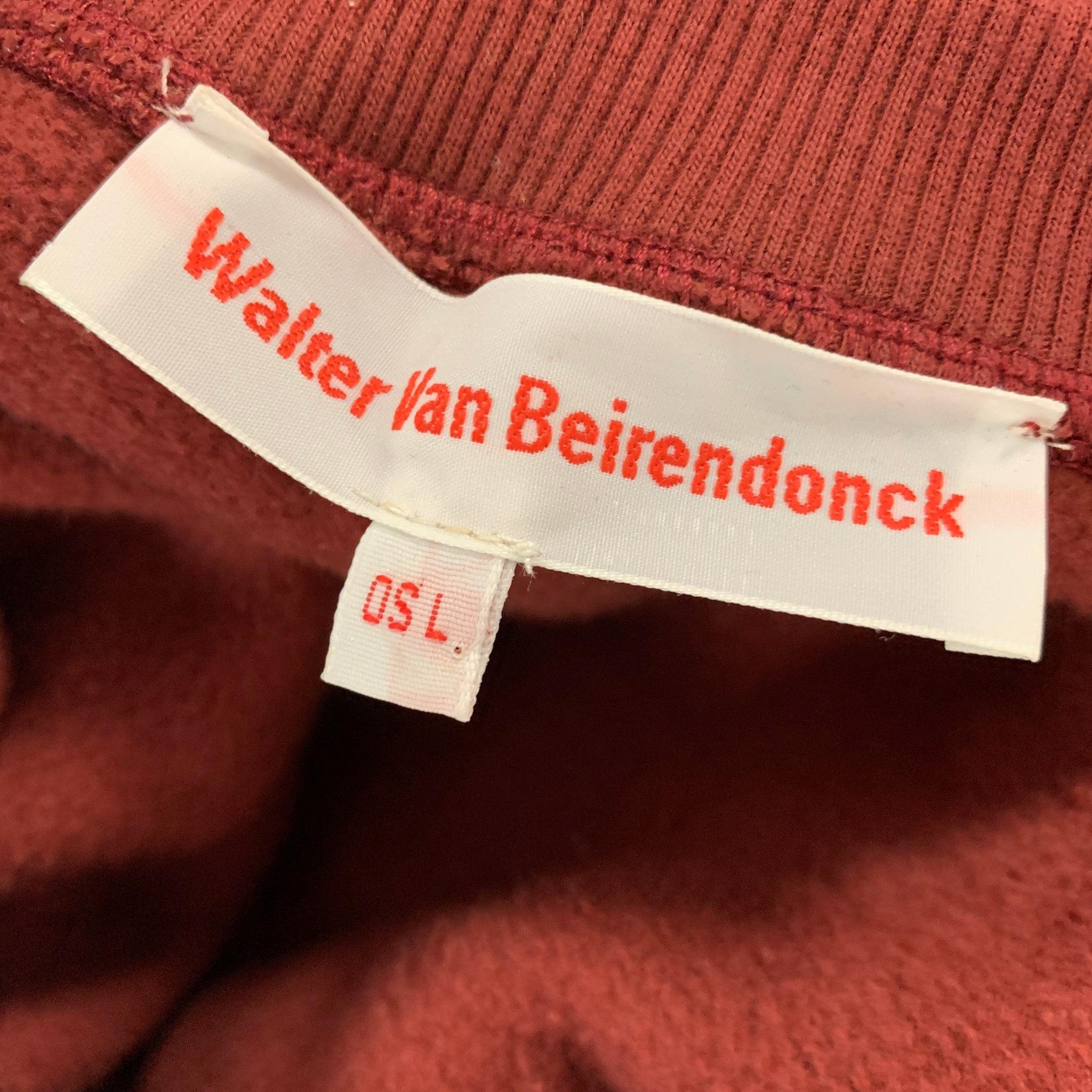 Men's WALTER VAN BEIRENDONCK FW21 Size L Bear Applique Cotton Crew-Neck Sweatshirt For Sale
