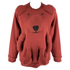 WALTER VAN BEIRENDONCK FW21 Talla L Sudadera de cuello redondo de algodón con aplique de oso