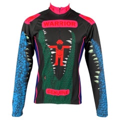 WALTER VAN BEIRENDONCK FW21 Size L Black Graphic Nylon Jersey Bike Top