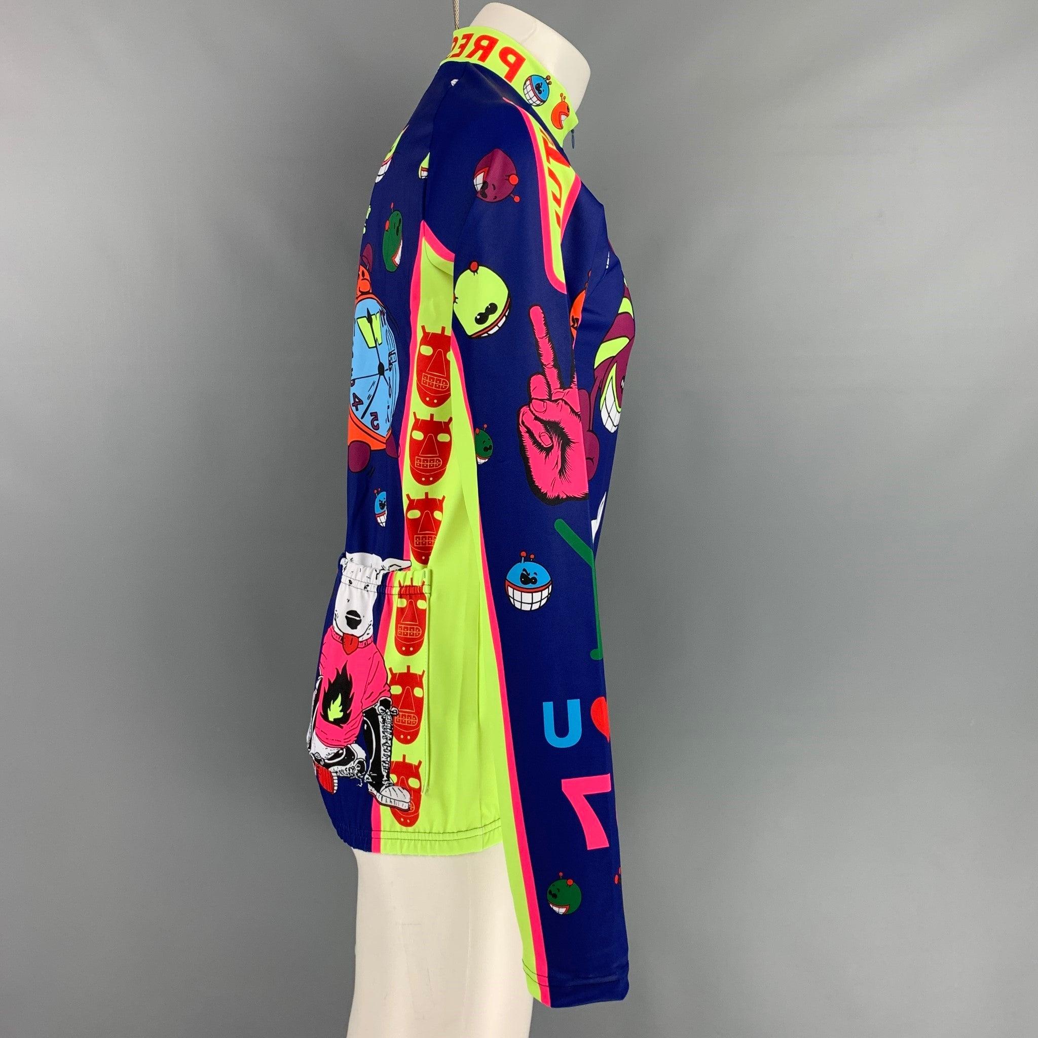 Walter Van Beirendonck Cycle Biker Jersey Pullover Top from Fall Winter 2021 Future Proof collection. Features a quarter zip graphic print design, collar and back pockets.Introduced as part of Walter Van Beirendonck’s W< collections during the early
