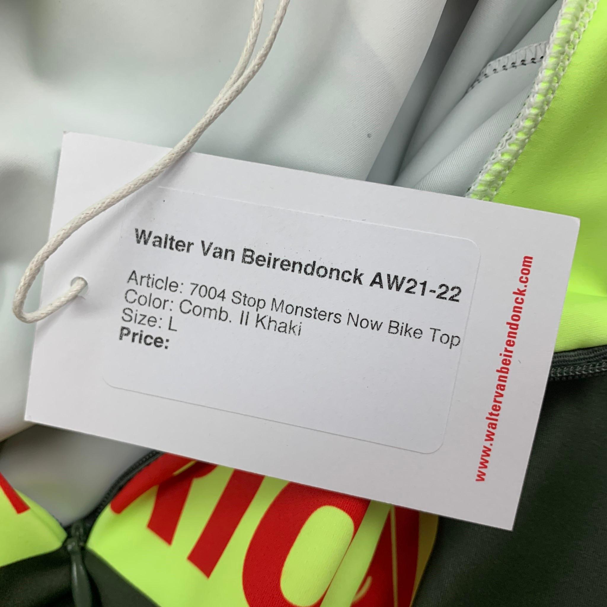 WALTER VAN BEIRENDONCK FW21 Size L Green Graphic Nylon Jersey Bike Top 1