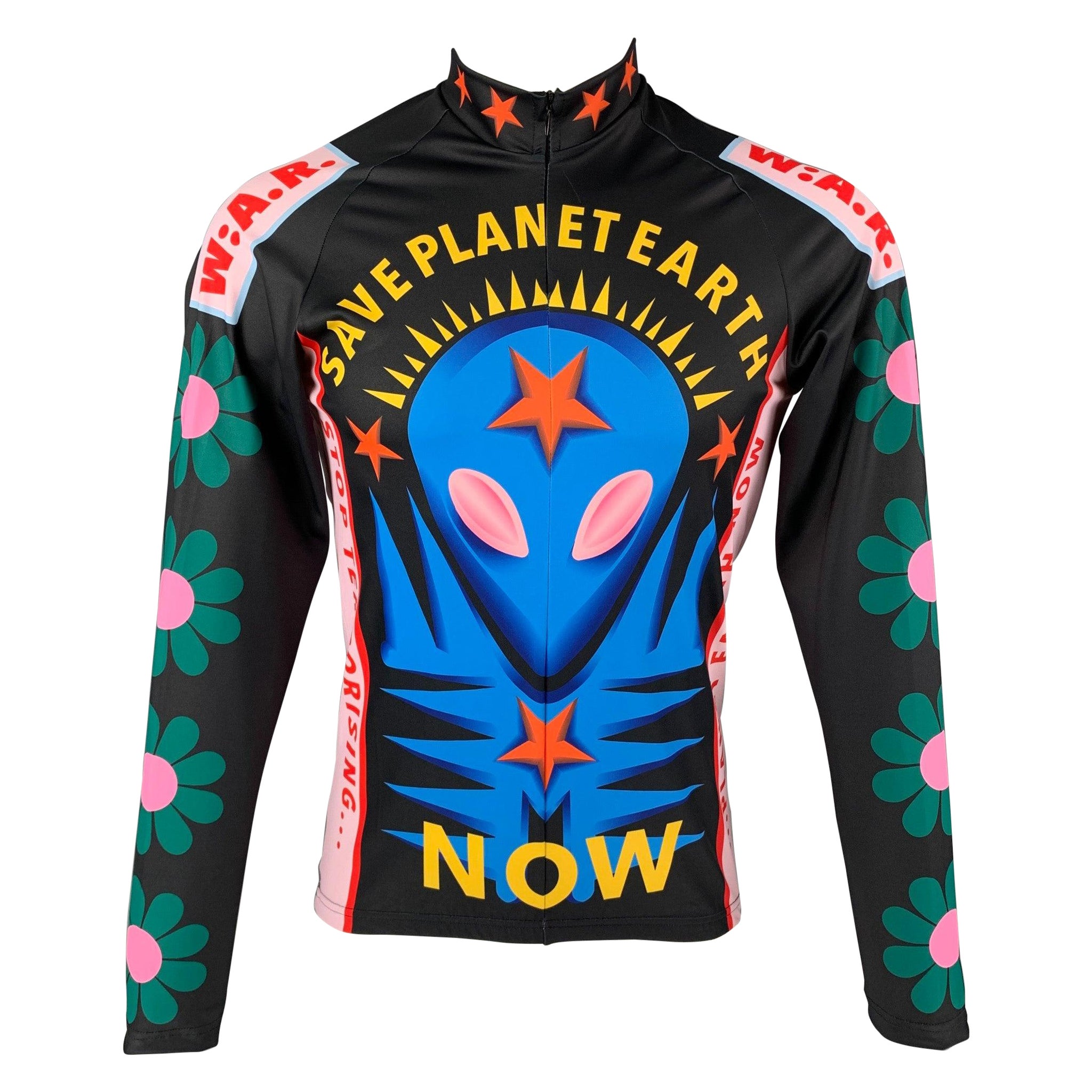 WALTER VAN BEIRENDONCK FW21 Size M Black Graphic Jersey Bike Top