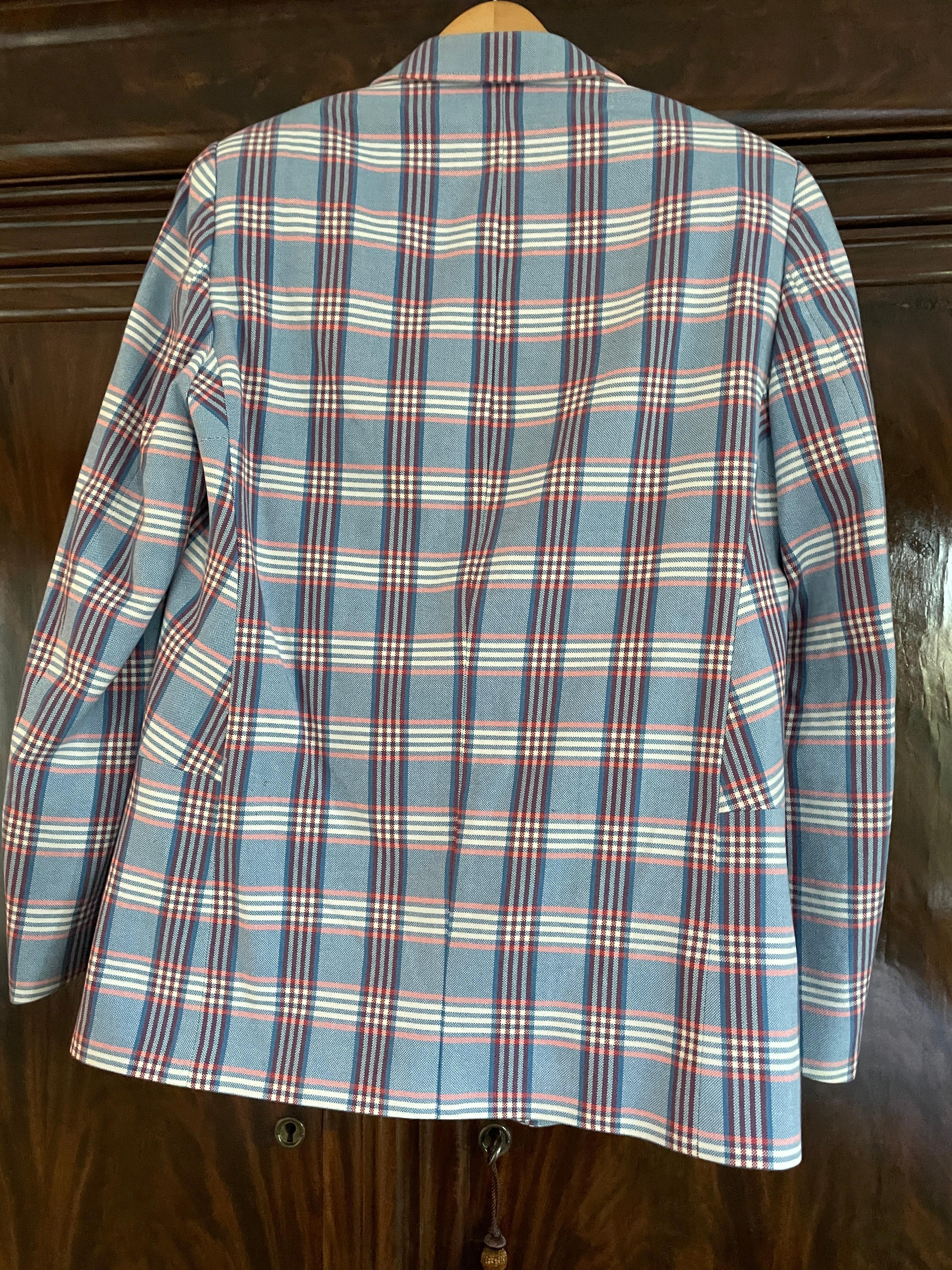 Walter van Beirendonck Men's Plaid Jacket with Umbrella Pattern  In Good Condition For Sale In Cloverdale, CA