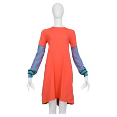 Walter Van Beirendonck Neon Orange Floral Tie-Back Dress