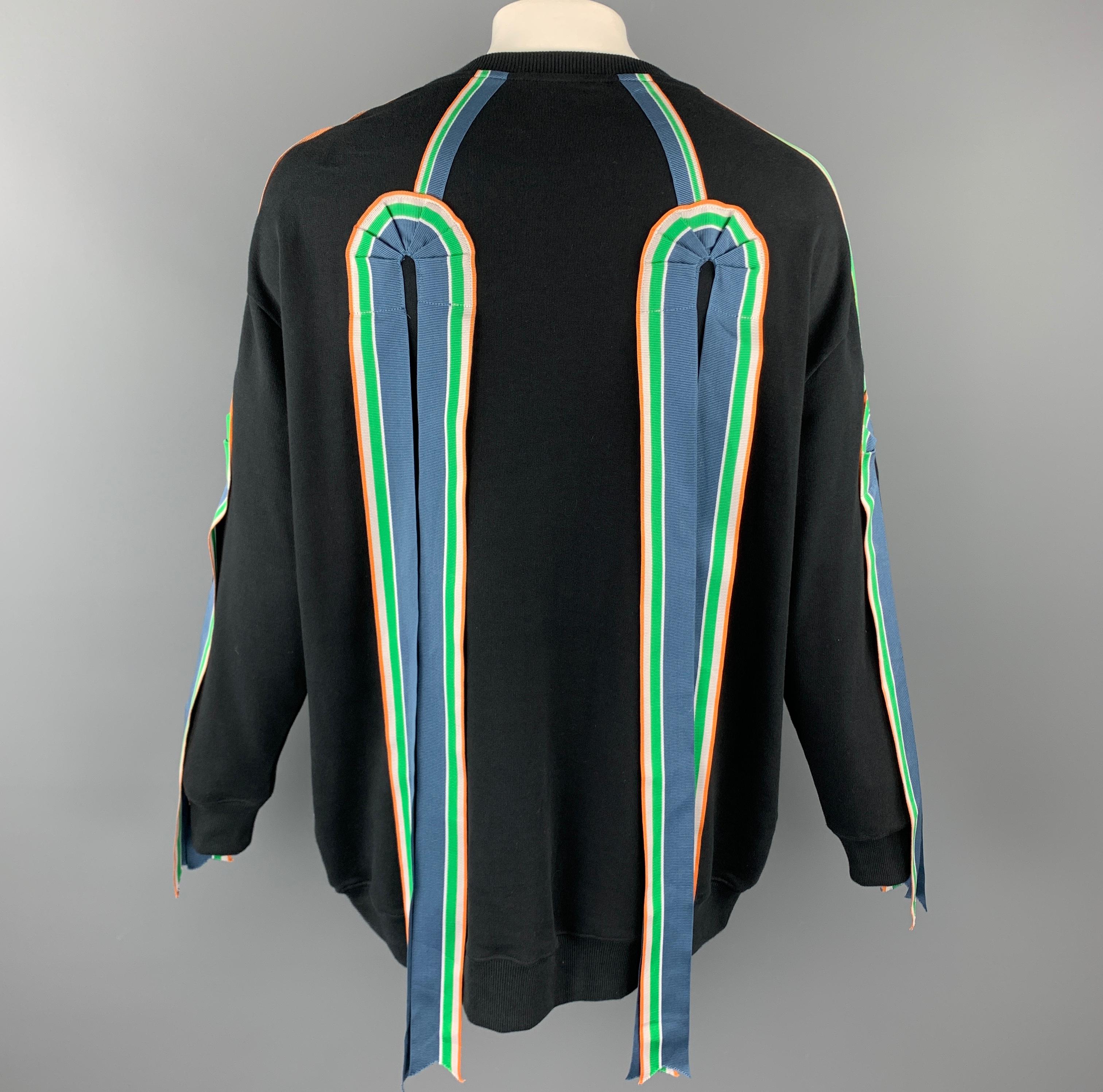 WALTER VAN BEIRENDONCK S Navy Ribbon Trim Cotton Sweatshirt at 1stDibs