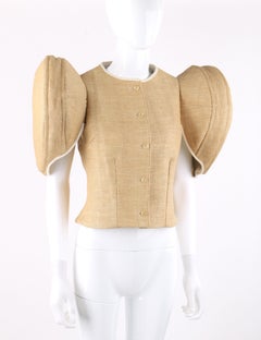 WALTER VAN BEIRENDONCK F/S 2006 Korbweide strukturierte Kreisärmel-Oberteil mit Knopfleiste