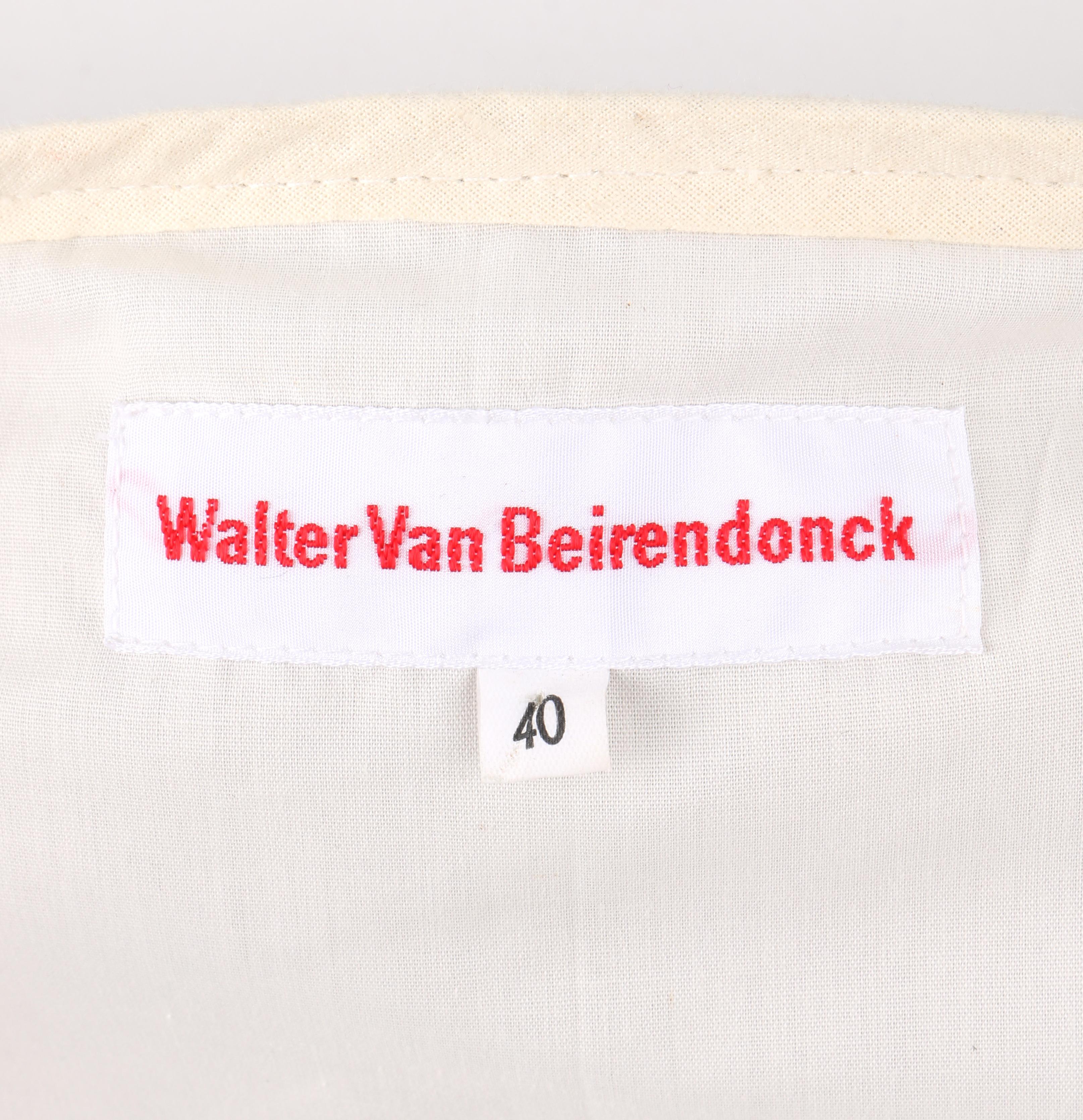 WALTER VAN BEIRENDONCK S/S 2006 Wicker Structured Circle Sleeve Button Front Top For Sale 3