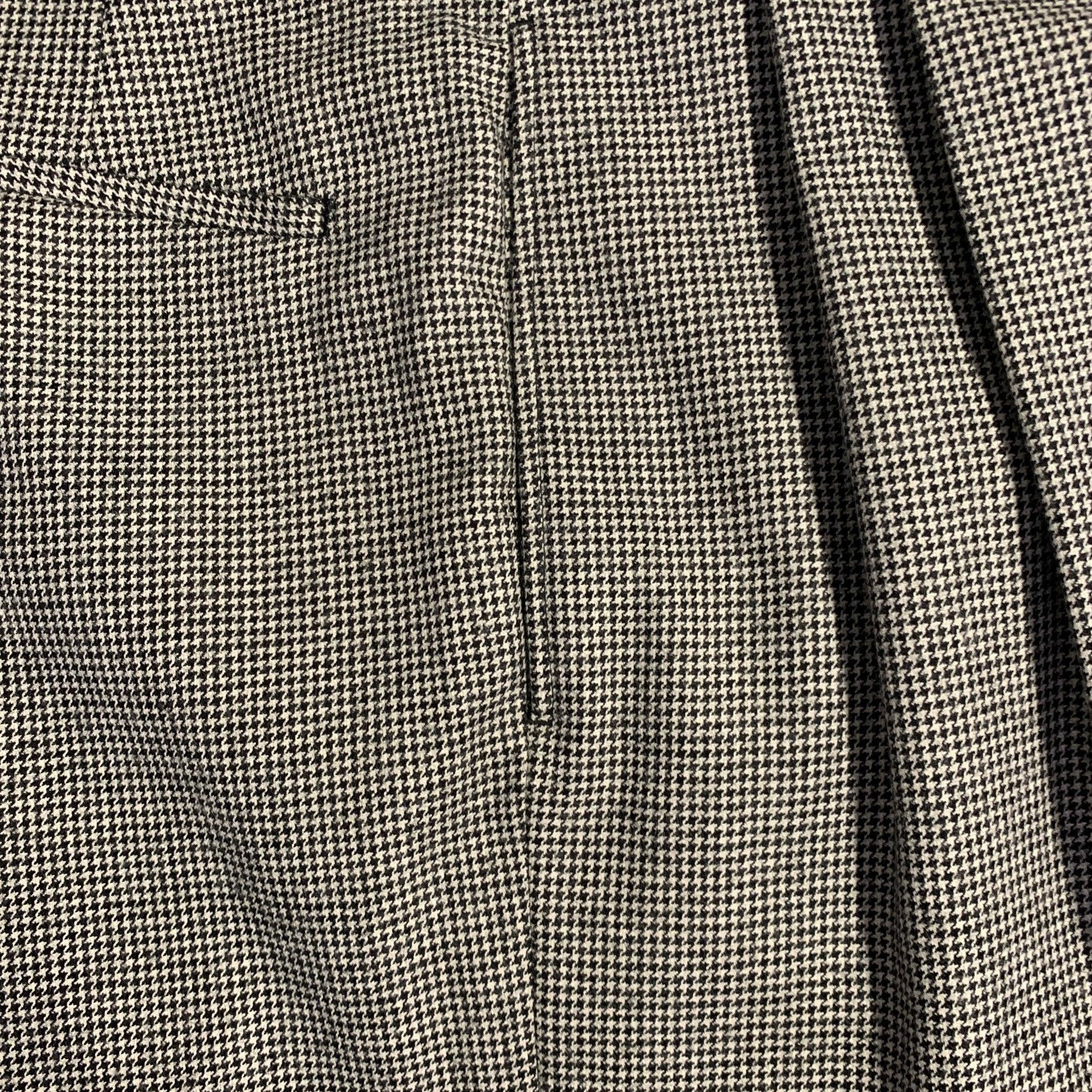 WALTER VAN BEIRENDONCK Taille 32 Pantalon habillé plissé en pied-de-poule noir et blanc en vente 4
