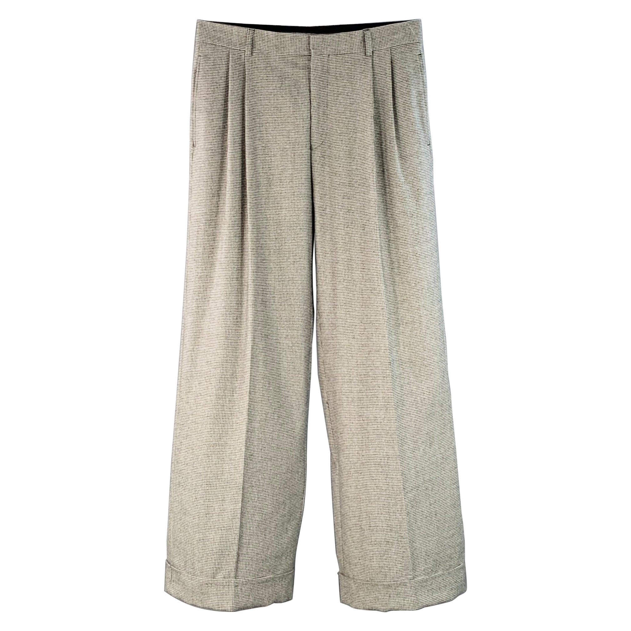 WALTER VAN BEIRENDONCK Taille 32 Pantalon habillé plissé en pied-de-poule noir et blanc en vente