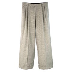 WALTER VAN BEIRENDONCK Taille 32 Pantalon habillé plissé en pied-de-poule noir et blanc