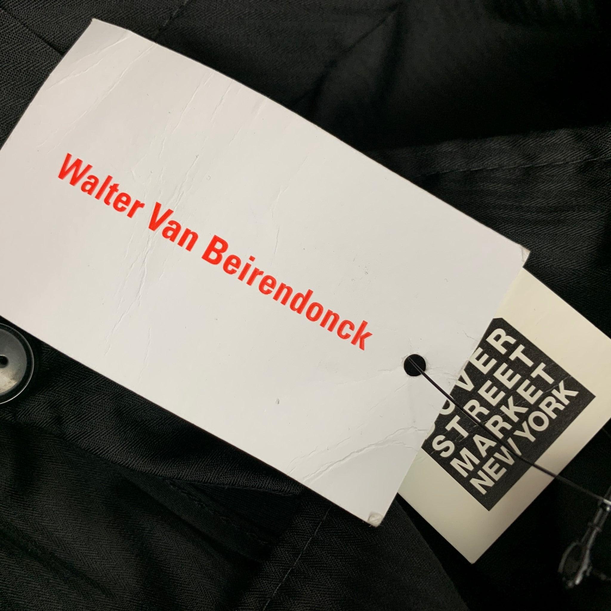 WALTER VAN BEIRENDONCK Size 32 Black Wool Polyester Zip Fly Dress Pants For Sale 1