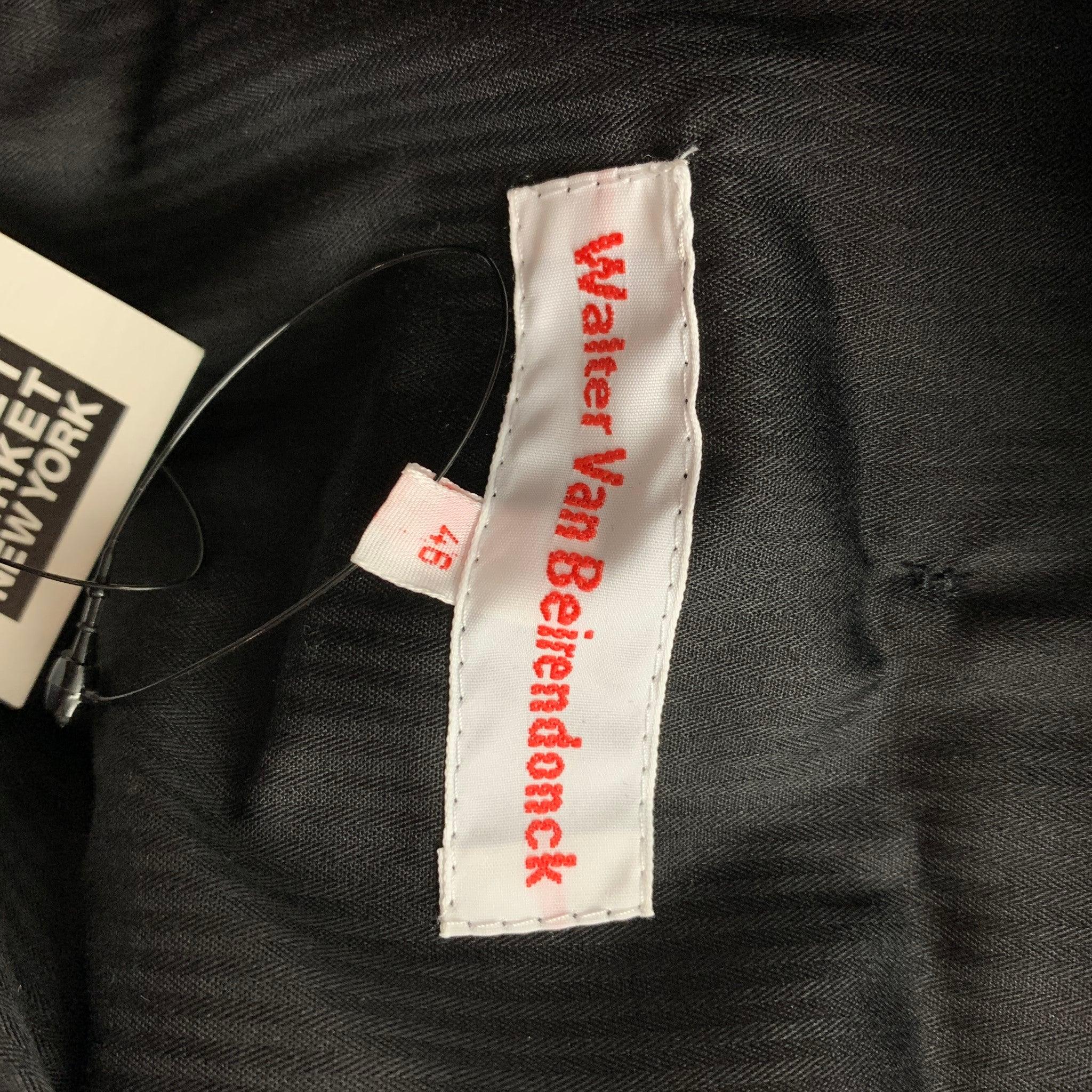 WALTER VAN BEIRENDONCK Size 32 Black Wool Polyester Zip Fly Dress Pants For Sale 2
