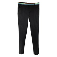 WALTER VAN BEIRENDONCK Size 32 Black Wool Polyester Zip Fly Dress Pants