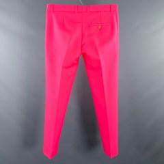 WALTER VAN BEIRENDONCK Size 32 Pink Fuchsia Polyester Flat Front Dress Pants