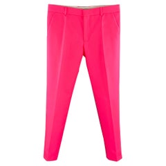WALTER VAN BEIRENDONCK Taglia 32 Pantaloni in poliestere rosa e fucsia, con la parte anteriore piatta.