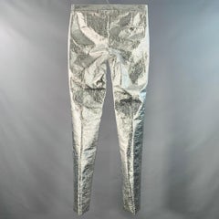 WALTER VAN BEIRENDONCK Size 32 Silver Metallic Wool Blend Dress Pants