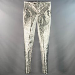 WALTER VAN BEIRENDONCK Größe 32 Silber Metallic Wolle Mischung Kleid Hose