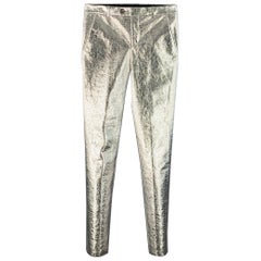 WALTER VAN BEIRENDONCK Pantalon habillé en laine mélangée argentée Taille 32